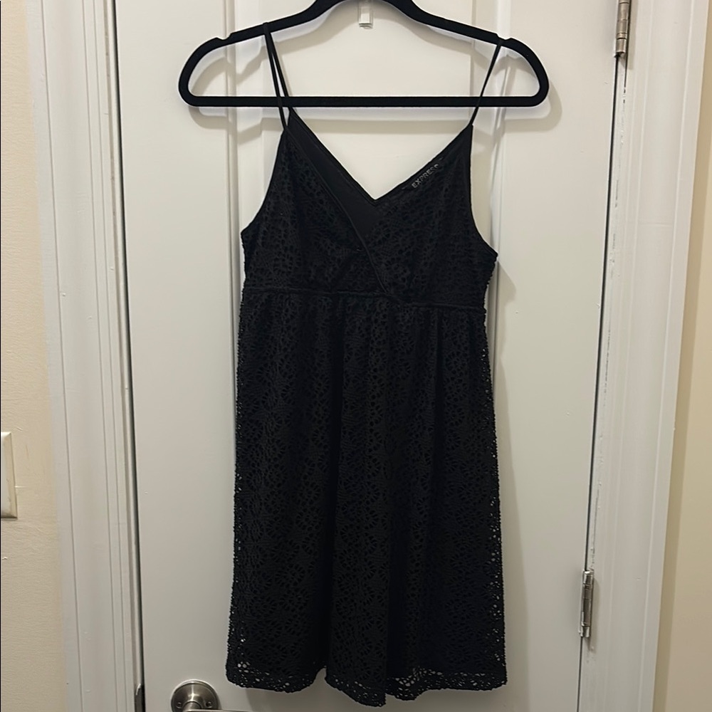 Black eyelet lace dress